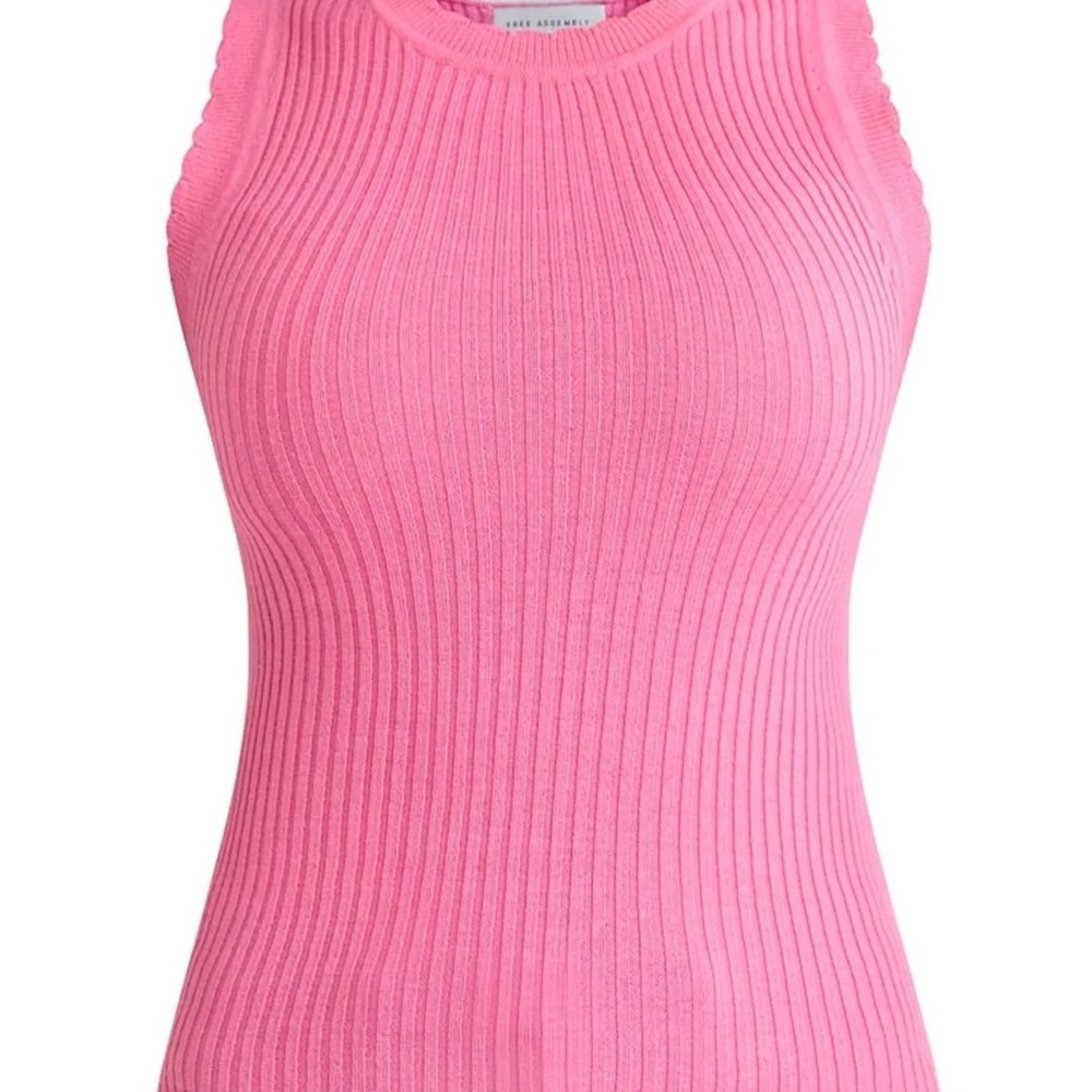 Ribbed Sleeveless Tank Top - Pink